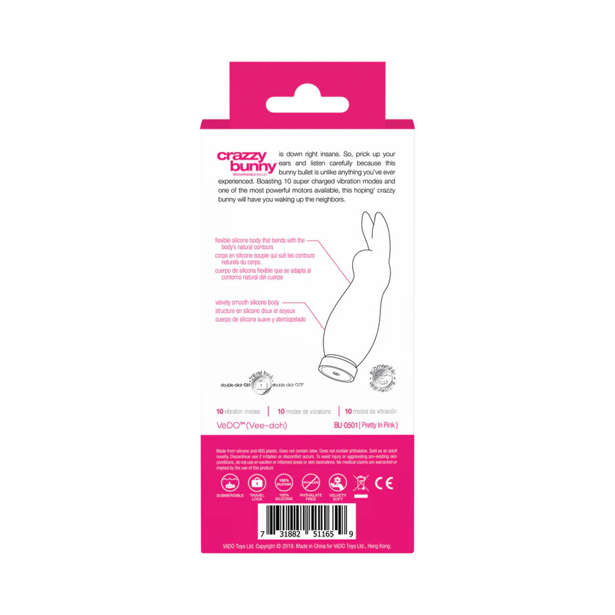 Crazzy Bunny Rechargeable Bullet - Pretty in Pink - Image 3