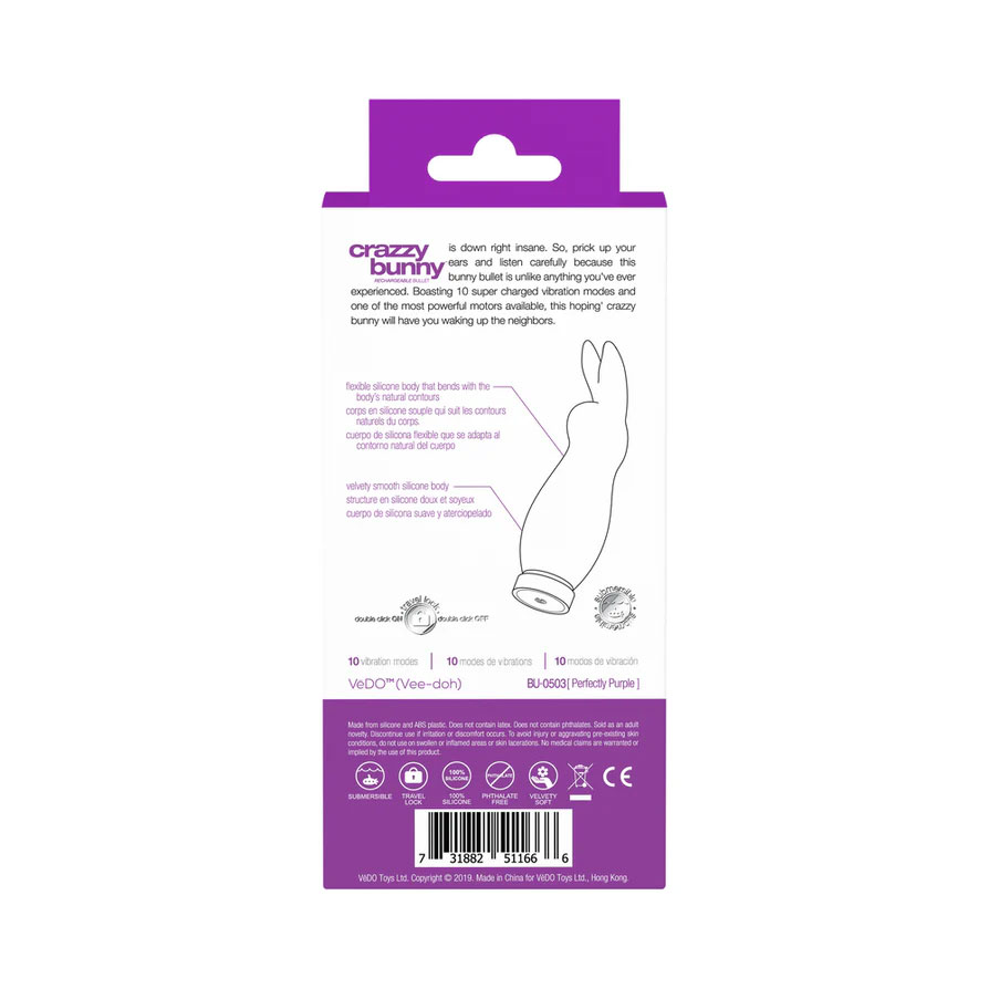 Crazzy Bunny Rechargeable Bullet - Perfectly Purple - Image 3