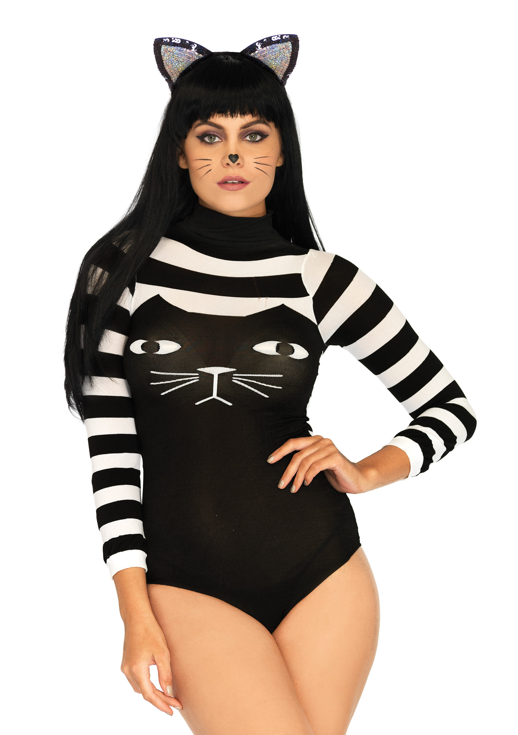Striped Cat Bodysuit - One Size - Image 2