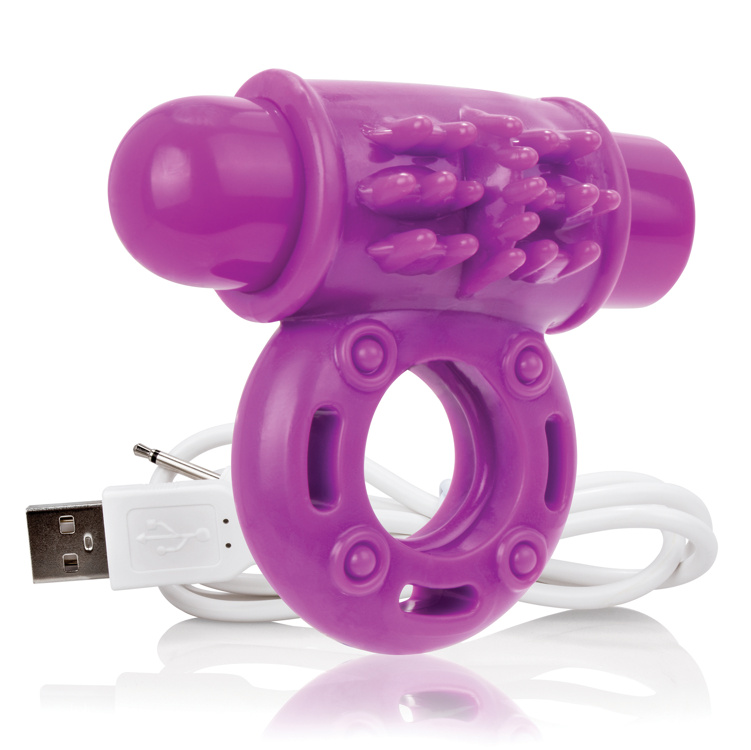 Charged Owow Rechargeable Vibe Ring - Purple - 6 Count Box - Image 4